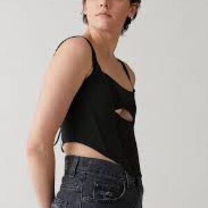 Urban Outfitters Black Lace-Up Detail Top